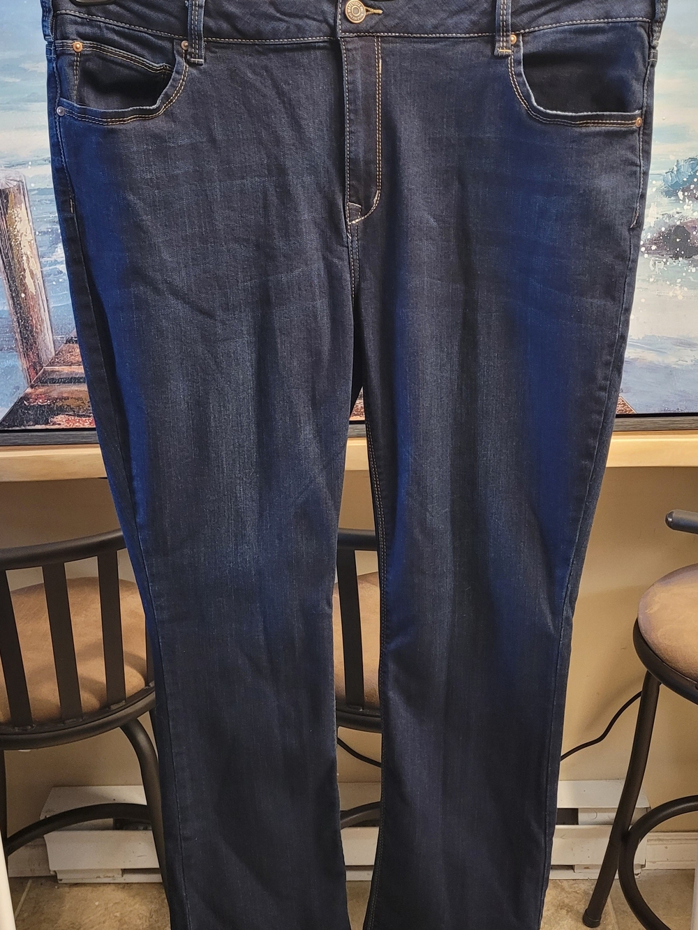 Warehouse One Women's Baby Boot Cut Plus Size 22 Jeans in Dark Blue